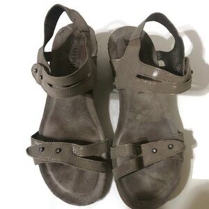 mephisto Womens Wedge Sandals Gray/ Silver Sz 38